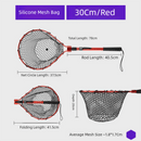 Red High Strength Large Landing Net - Fishing Net with Foldable Handle and Soft Rubber Netting, Dip Net for Fishing, Ideal for Boat, Pier, River Angling - RnR Galore