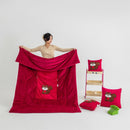 Red Little Squirrel - 2 - in - 1 Foldable Car Pillow Blanket - Cozy 40x40cm Pillow, Unfolds to 100x150cm Blanket for Travel and Office Naps - RnR Galore