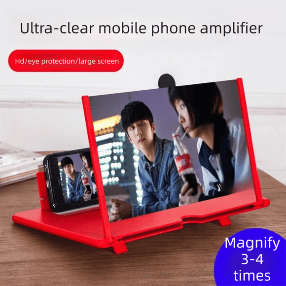 Red Portable 10 - Inch Mobile Phone Screen Magnifier with Foldable Stand - 3D HD Video Amplifier for Movies & Reading - Pull - Out Design Compatible with All Smartphones - Ideal for Home, Travel & Camping - RnR Galore