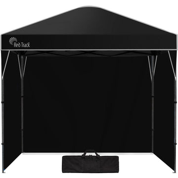 RED TRACK 3x3m Ultra Compact Folding Gazebo, Walls, Carry bag, Portable Outdoor Popup Marquee for Camping Beach, Black - RnR Galore