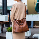 Red Womens Soft PU Leather Hobo Bag - Large Casual Tote Handbag with Adjustable Crossbody Strap - RnR Galore