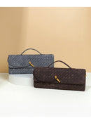 Retro Woven Baguette Handbag for Women Suede Texture PU Leather Shoulder Crossbody Bag Elegant Evening Clutch Coffee Brown - RnR Galore