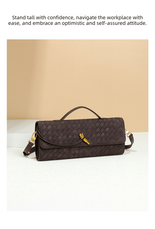 Retro Woven Baguette Handbag for Women Suede Texture PU Leather Shoulder Crossbody Bag Elegant Evening Clutch Khaki - RnR Galore