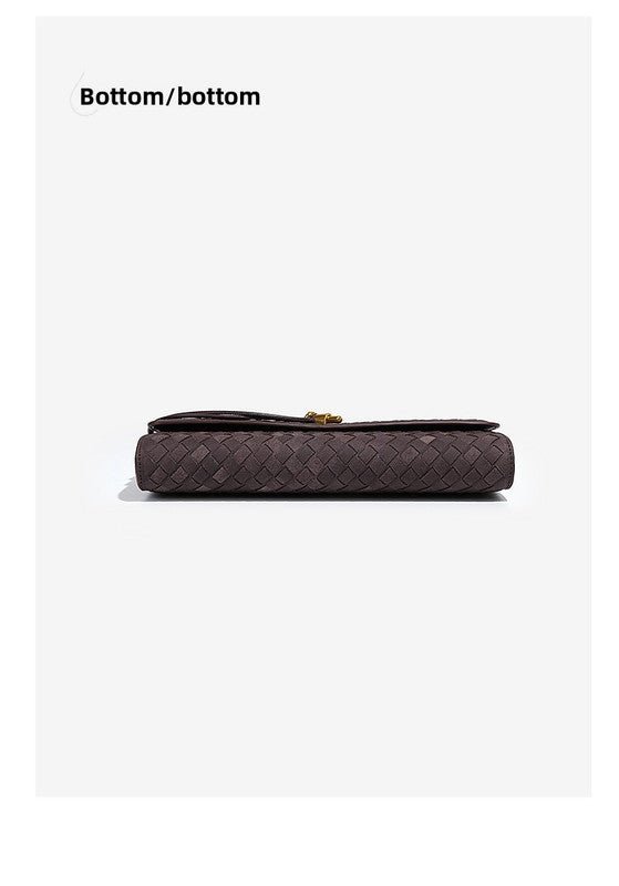 Retro Woven Baguette Handbag for Women Suede Texture PU Leather Shoulder Crossbody Bag Elegant Evening Clutch Olive green - RnR Galore