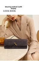 Retro Woven Baguette Handbag for Women Suede Texture PU Leather Shoulder Crossbody Bag Elegant Evening Clutch Olive green - RnR Galore