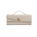 Retro Woven Baguette Handbag for Women Suede Texture PU Leather Shoulder Crossbody Bag Elegant Evening Clutch Sand color - RnR Galore