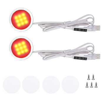 RGB Single LED Kitchen Under Cabinet Puck Light,Color Changing LED Under Cabinet Lights Kit,Aluminum Slim Multi Color Wired Display Cupboard Light for Kitchen 2 PCS - RnR Galore