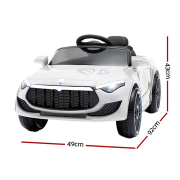 Rigo Kids Electric Ride On Car Cars Music Headlight Remote Control 12V White - RnR Galore