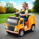 Rigo Kids Ride On Car Garbage Truck Police Light 12V Electric Toys Cars Yellow - RnR Galore