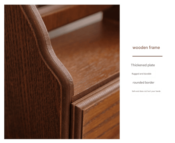 Round Mirror with Drawer Orbicular Wooden Tabletop Vanity Mirror Elegant Design - RnR Galore
