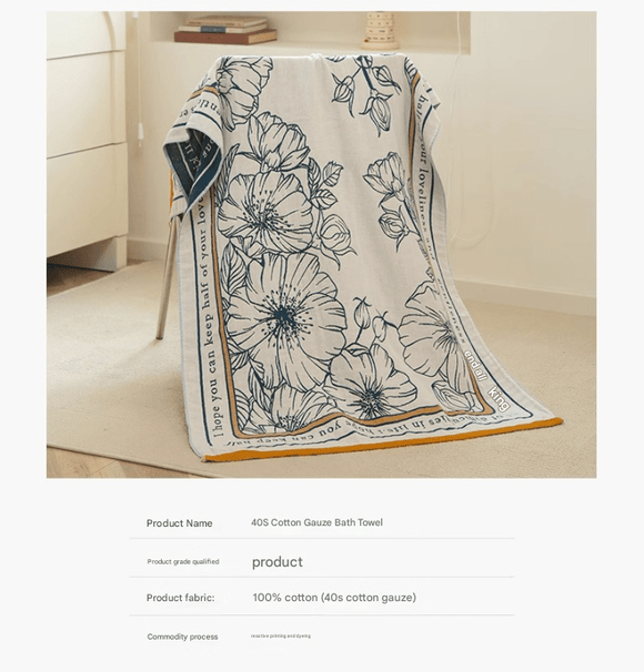 Rural breeze 40S Pure Cotton Gauze Bath Towel - Extra Large, Thick, Soft, and Highly Absorbent for Adults - RnR Galore