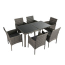 Rural Style Outdoor Grey Wicker 6 Seater Dining Set - RnR Galore