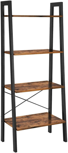 Rustic brown and black steel Metal Frame 4 Tier bookshelf - RnR Galore
