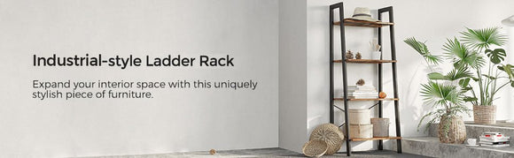 Rustic brown and black steel Metal Frame 4 Tier bookshelf - RnR Galore