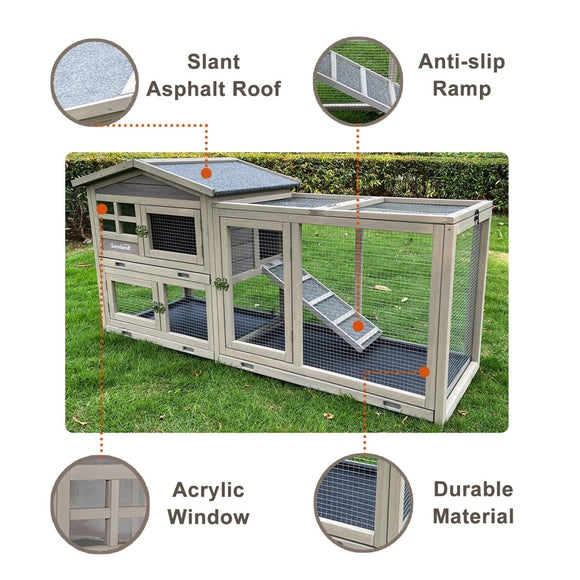 Samland Rabbit Hutch Cage Indoor and Outdoor Chicken Coop Guinea Pig Cage Bunny Cage Waterproof Roof - RnR Galore