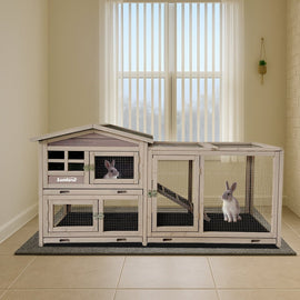 Samland Rabbit Hutch Cage Indoor and Outdoor Chicken Coop Guinea Pig Cage Bunny Cage Waterproof Roof - RnR Galore