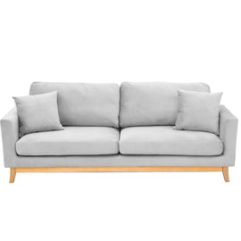 Sarantino 3 Seater Faux Velvet Sofa Bed Couch Furniture Light Grey - RnR Galore