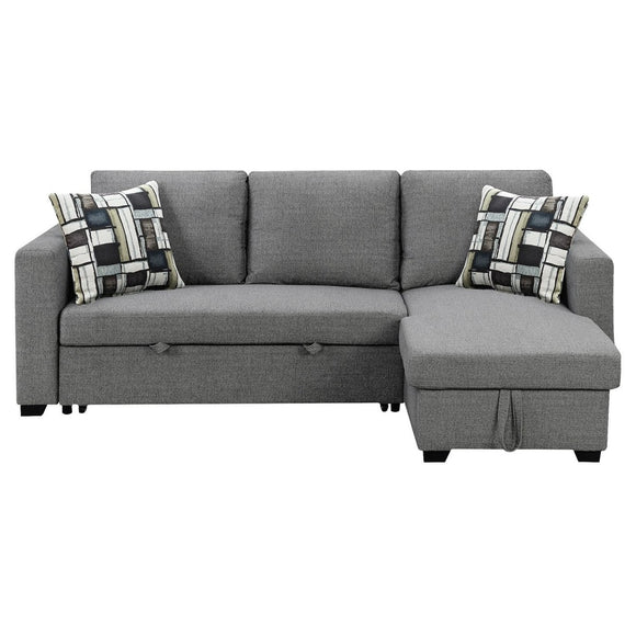 Sarantino Fontana Pullout Sofa Bed with Storage Chaise Lounge - Grey - RnR Galore