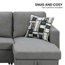 Sarantino Fontana Pullout Sofa Bed with Storage Chaise Lounge - Grey - RnR Galore