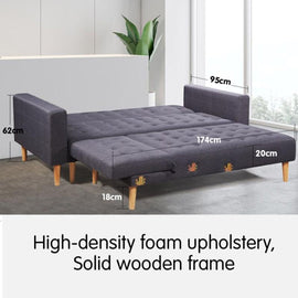Sarantino Linen Fabric Corner Sofa Bed Couch Lounge With Chaise Furniture - Dark Grey - RnR Galore