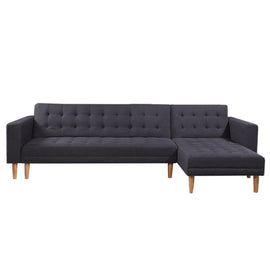 Sarantino Linen Fabric Corner Sofa Bed Couch Lounge With Chaise Furniture - Dark Grey - RnR Galore