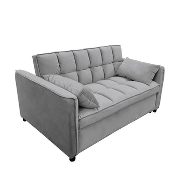 Sarantino Quincy 2 - Seater Velvet Sofa Bed in Dark Grey with Wooden Frame and Tufted Design - RnR Galore
