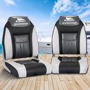 Seamanship 2X Folding Boat Seats Marine Seat Swivel High Back 12cm Padding Black - RnR Galore