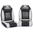 Seamanship 2X Folding Boat Seats Marine Seat Swivel High Back 12cm Padding Black - RnR Galore