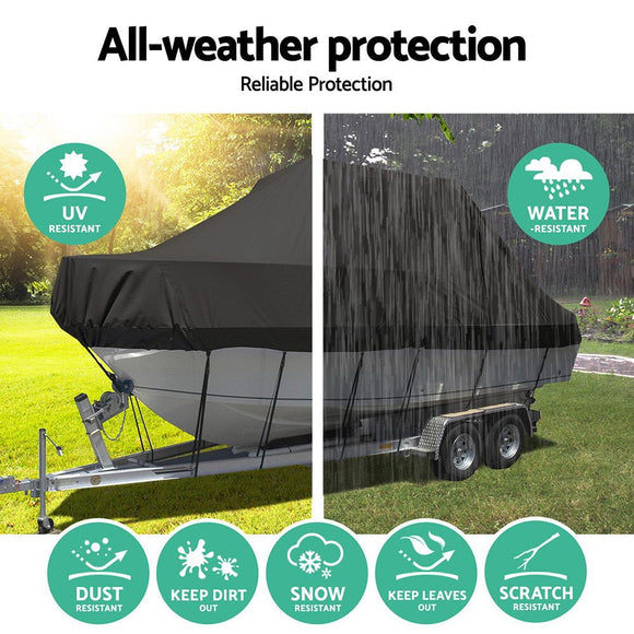 Seamanship Boat Cover 19 - 21ft Trailerable Jumbo Marine Grade Heavy Duty Black - RnR Galore