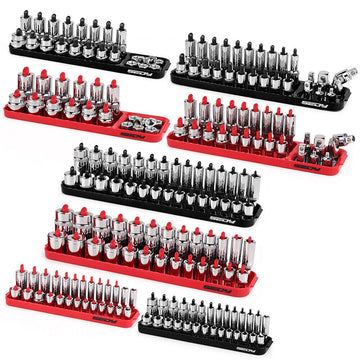 SEDY 8Pcs Magnetic Socket Organizer Tray Metric SAE Sockets Storage Holder Tool - RnR Galore