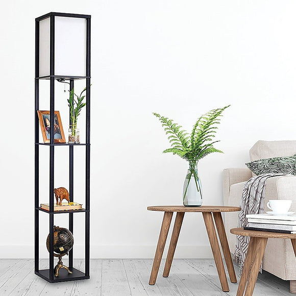 Shelf Floor Lamp - Shade Diffused Light Source with Open - Box Shelves - RnR Galore