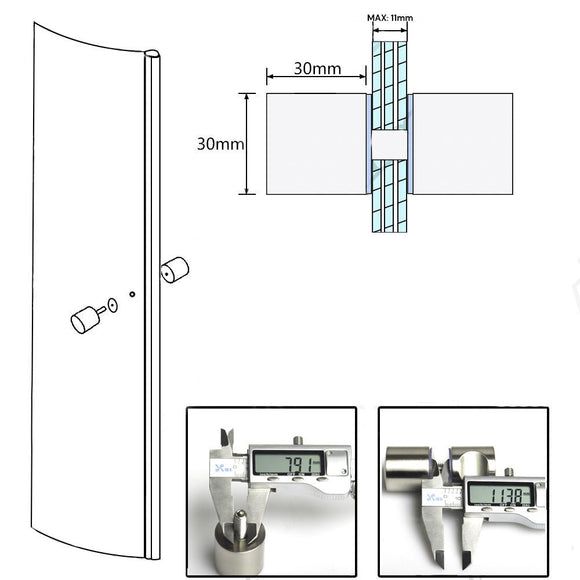 Shower Glass Door Knob Bathroom Back - to - Back Handle Pull 304 Brushed - RnR Galore