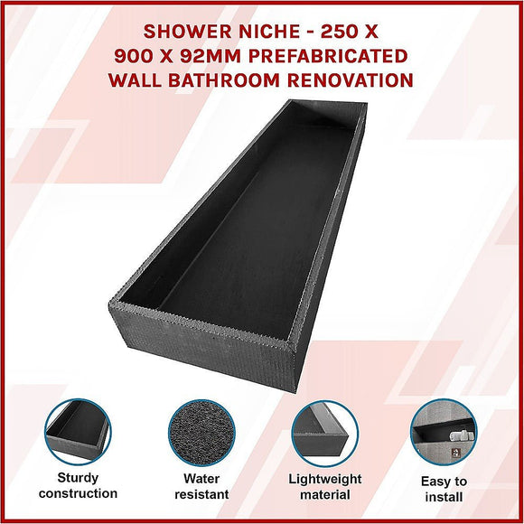 Shower Niche - 250 x 900 x 92mm Prefabricated Wall Bathroom Renovation - RnR Galore