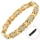 Silver New Fashion Lightweight Luxury Four - Leaf Clover Diamond Inlaid Bracelet - Alloy Magnetic Watch Band Style Bracelet for Women + Free Disassembly Tool - RnR Galore