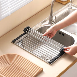 Silver Over Sink Draining Rack with Anti - Slip Grips - RnR Galore