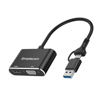 Simplecom DA326C USB 3.0 and USB - C to HDMI + VGA Video Card Adapter Full HD 1080p - RnR Galore