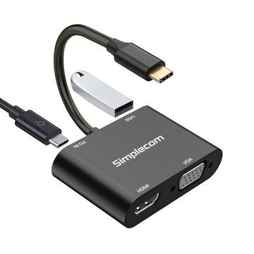 Simplecom DA440 4 - in - 1 USB - C Multiport Adapter with Power Delivery USB 3.0 VGA HDMI - RnR Galore