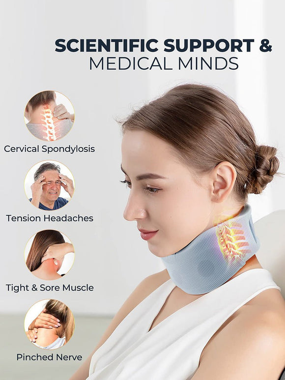 Size L Grey Ergonomic Neck Support Brace - Soft Cervical Collar for Posture Correction and Pain Relief - RnR Galore