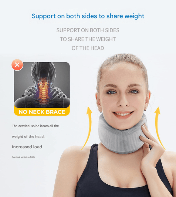Size L Grey Ergonomic Neck Support Brace - Soft Cervical Collar for Posture Correction and Pain Relief - RnR Galore