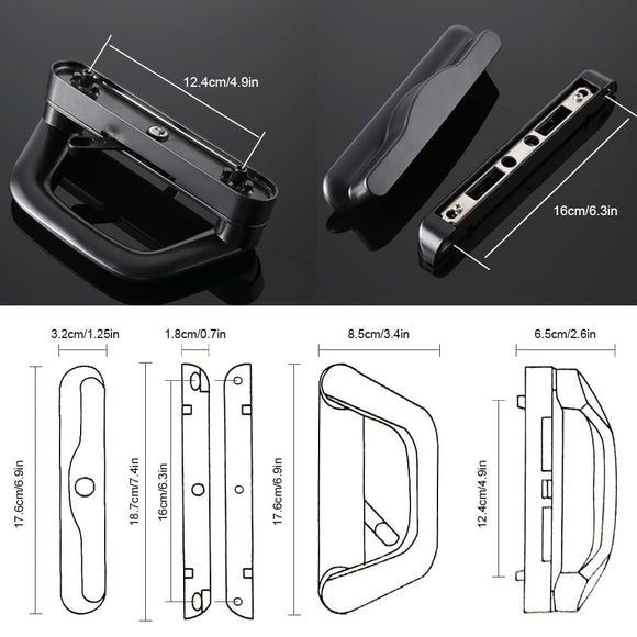 Sliding Patio Door Handle Set Mortise Lock Suitable for Sliding Glass Patio Door Black - RnR Galore