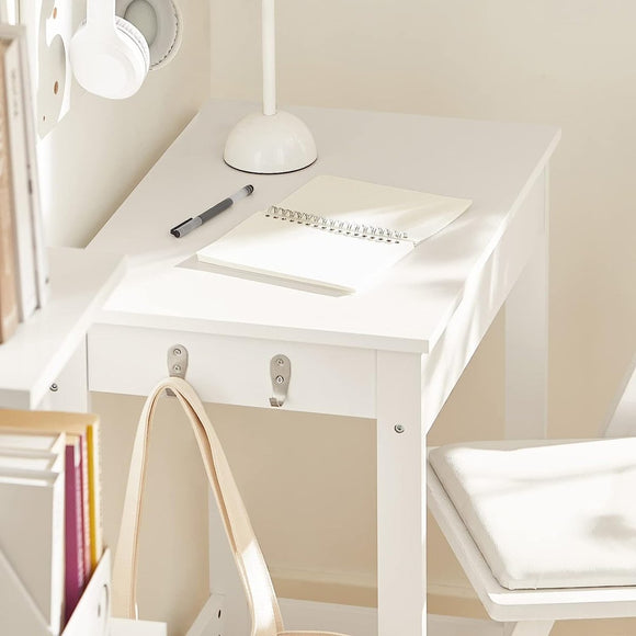 Small White Desk with Drawer Hooks - RnR Galore
