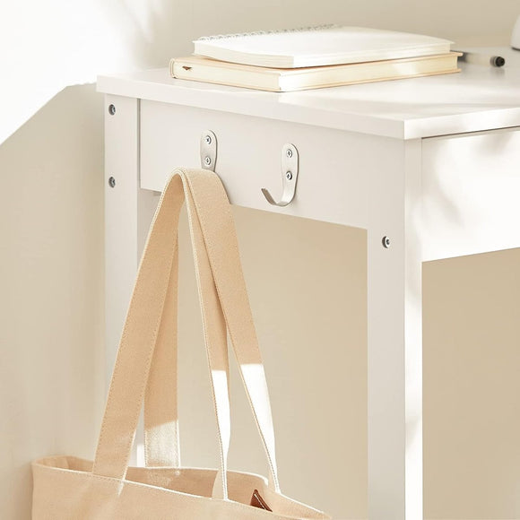 Small White Desk with Drawer Hooks - RnR Galore