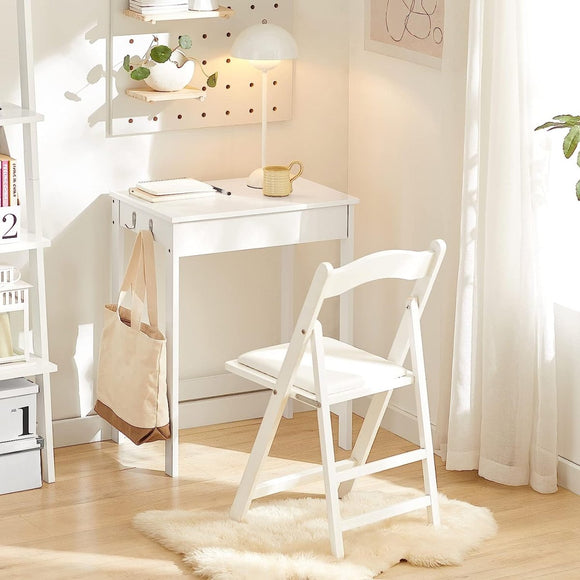 Small White Desk with Drawer Hooks - RnR Galore
