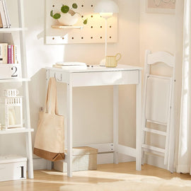 Small White Desk with Drawer Hooks - RnR Galore