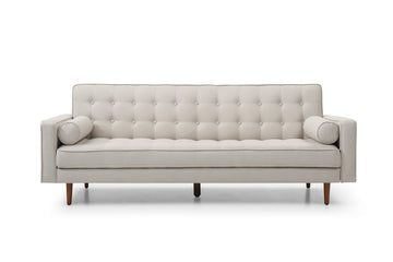 Sofa Bed 3 Seater Button Tufted Lounge Set for Living Room Couch in Fabric Beige Colour - RnR Galore