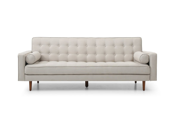 Sofa Bed 3 Seater Button Tufted Lounge Set for Living Room Couch in Fabric Beige Colour - RnR Galore