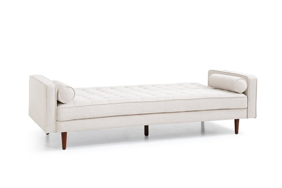 Sofa Bed 3 Seater Button Tufted Lounge Set for Living Room Couch in Fabric Beige Colour - RnR Galore