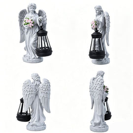 Solar - Powered Angel Lantern Outdoor Light, Resin Waterproof Garden Decorative Light, Walkway and Lawn Mood Light, Garden Statue Ornament for Ambiance - RnR Galore