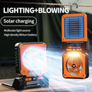 Solar & USB Rechargeable Camping Fan with LED Light - Portable Power Bank, 180° Collapsible(green) - RnR Galore
