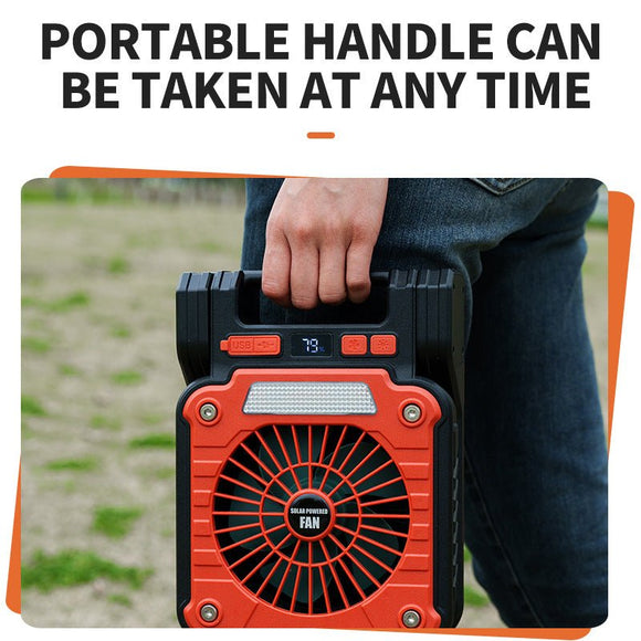 Solar & USB Rechargeable Camping Fan with LED Light - Portable Power Bank, 180° Collapsible(green) - RnR Galore